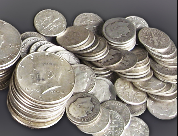 Lot 90% Silver American Coins including Dimes and Half Dollars
