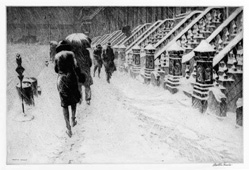 Early 20th Century American Printmaker Martin Lewis "Stoops in Snow": exciting finds include rare artwork & estate jewelry