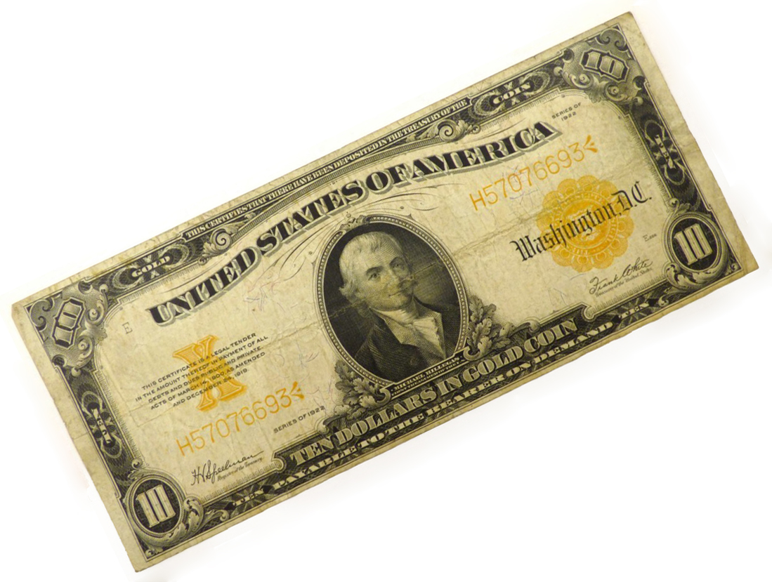 United States of America Gold Certificate 10 Dollar Note