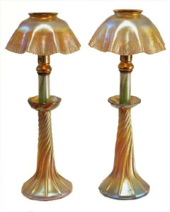 Louis Comfort Tiffany favrile glass candlesticks