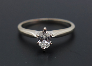 Clear Diamond Solitaire White Gold Ring