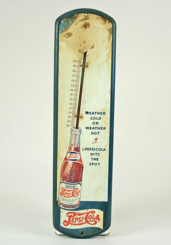 Vintage Pepsi Cola Mercury Thermometer Enamel Metal Advertising Sign